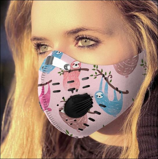 Cute sloth filter activated carbon Pm 2.5 Fm face mask