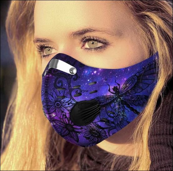 Dragonfly flower galaxy activated carbon Pm 2.5 Fm face mask
