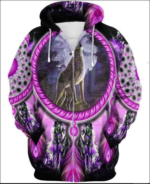 Native Wolf violet 3D hoodie