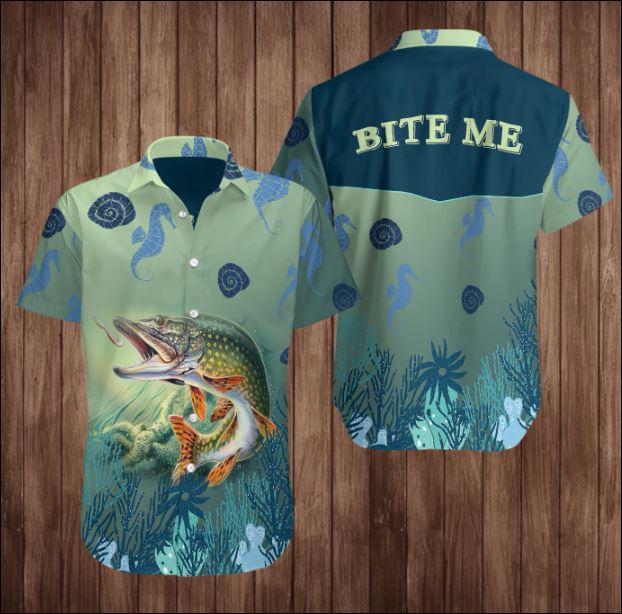 Fishing bite me hawaiian shirt