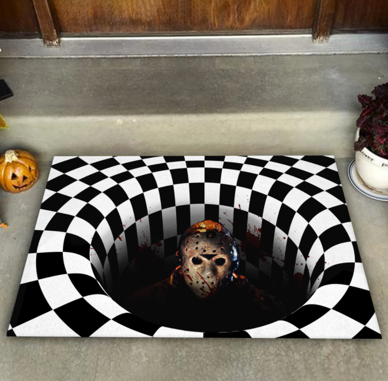 Halloween Jason Voorhees illusion doormat