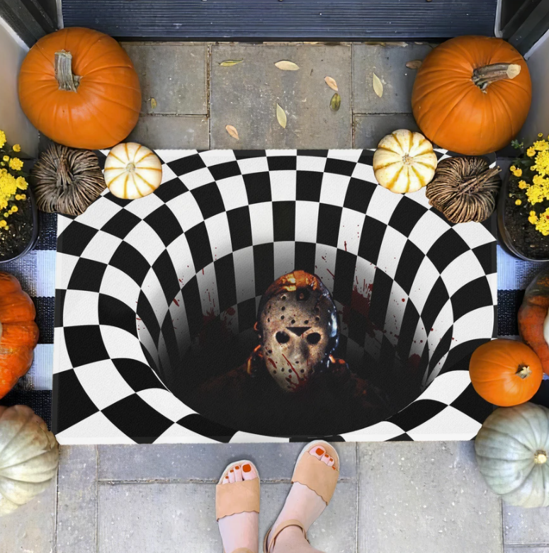 Halloween Jason Voorhees illusion doormat