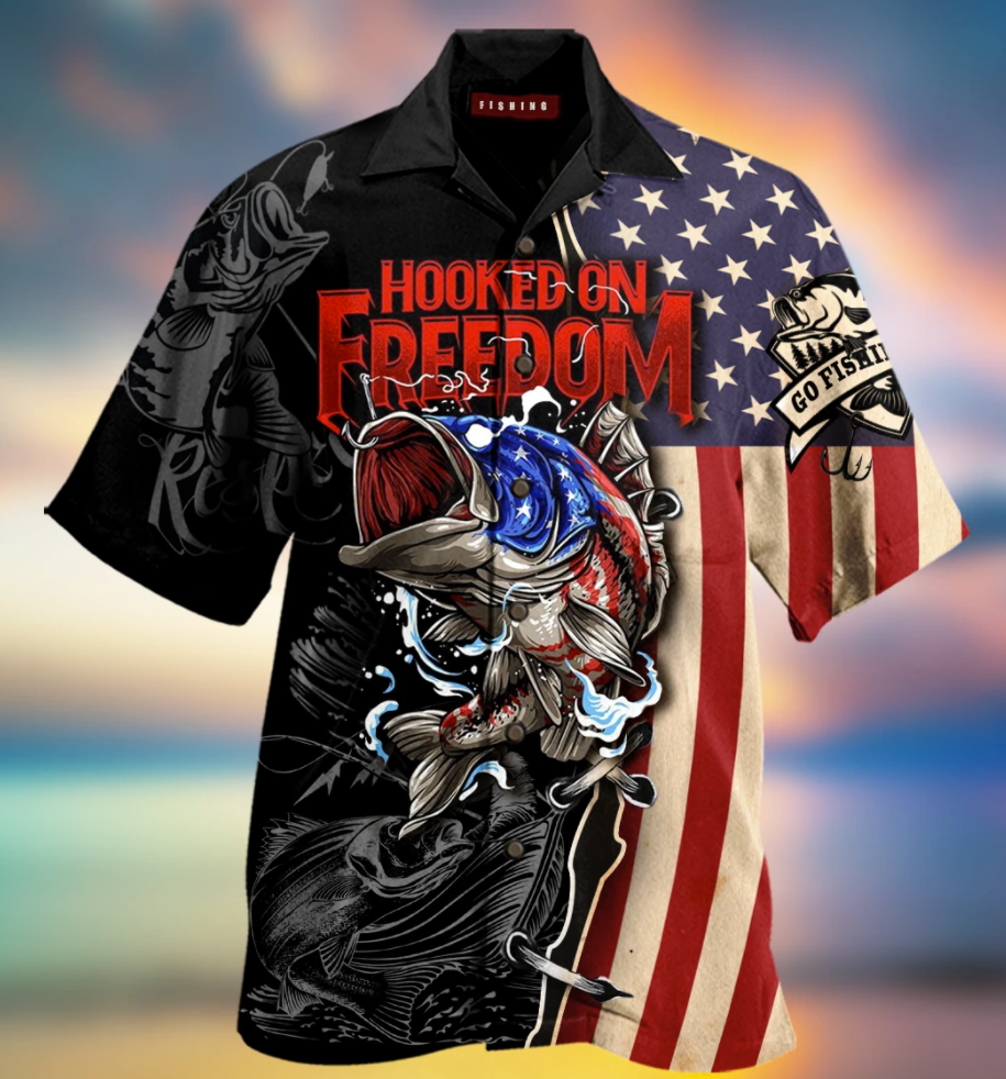 Fishing hooked on freedom hawaiian shirt