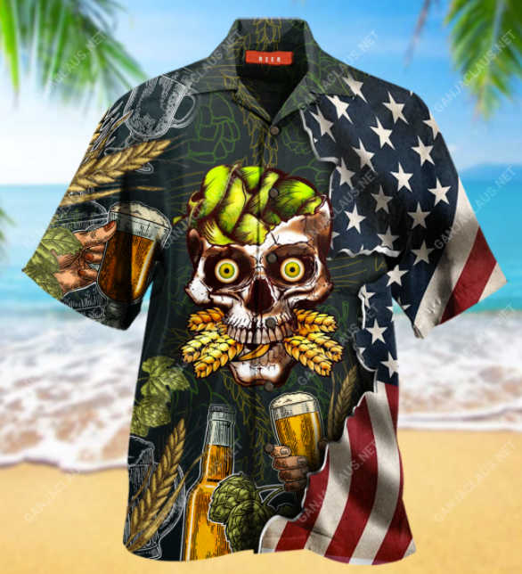 Beer skull hawaiian shirt