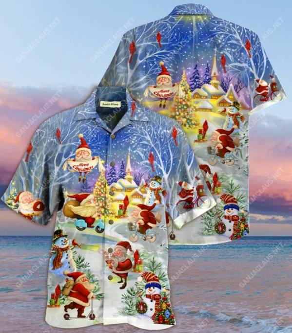Santa Claus Merry Christmas hawaiian shirt
