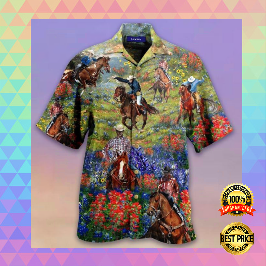 Bluebonnet And Texas Cowboy hawaiian shirt