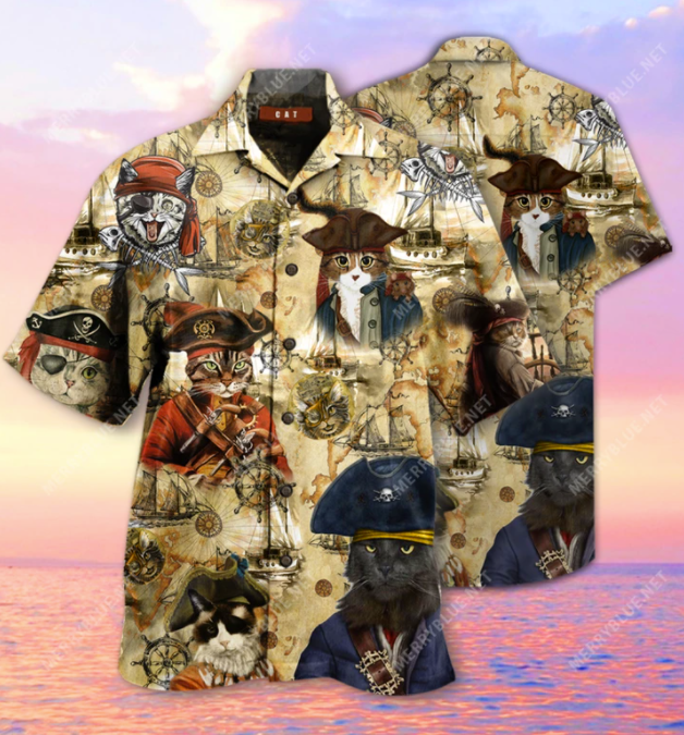 Pirate cat hawaiian shirt