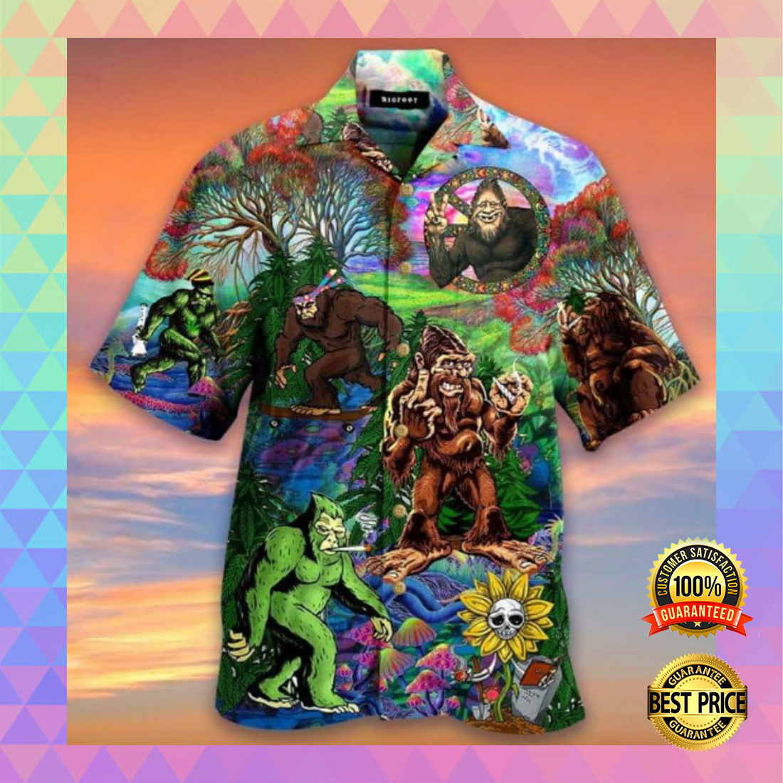 Hippie bigfoot hawaiian shirt