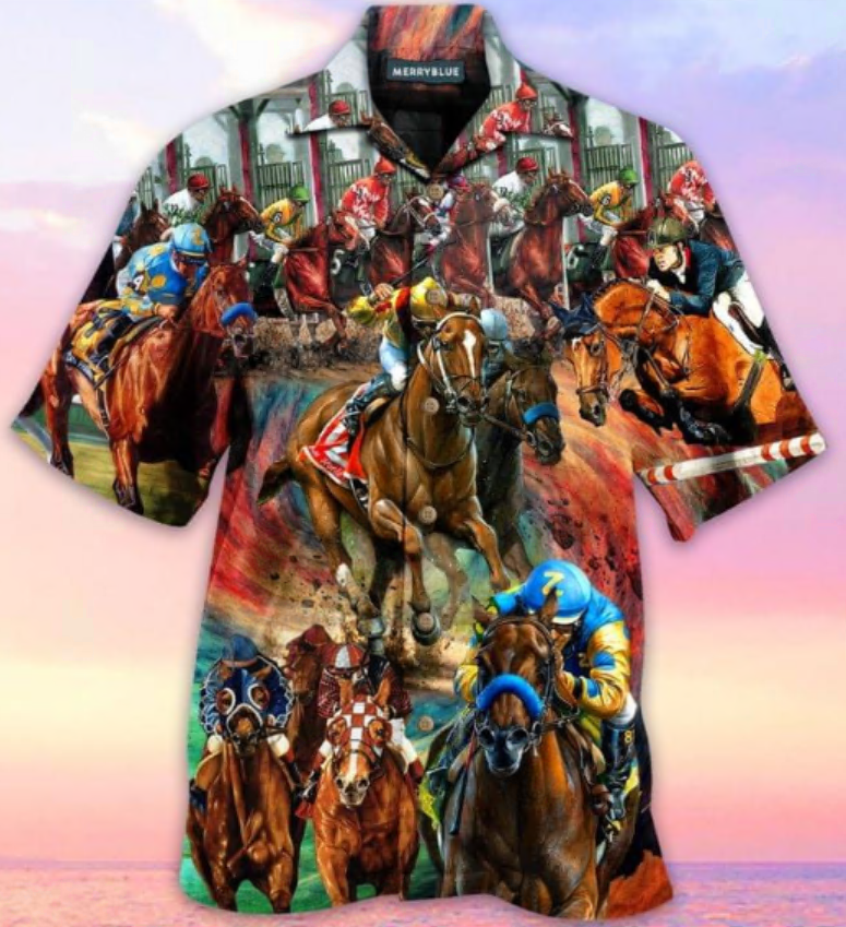 Horse racing hawaiian shirt