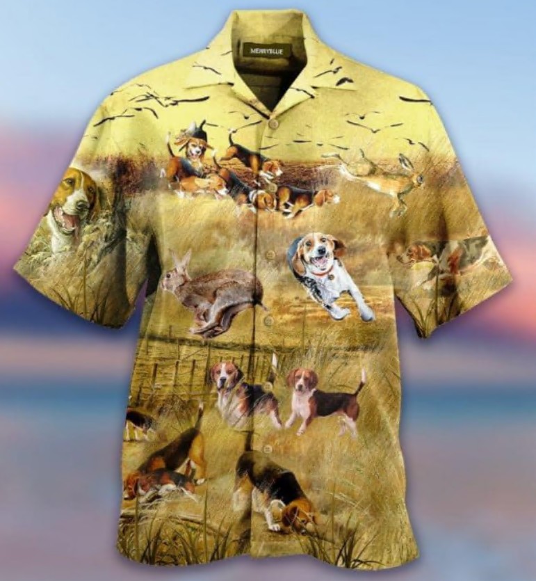 Hunting rabbits with Beagles hawaiian shirt