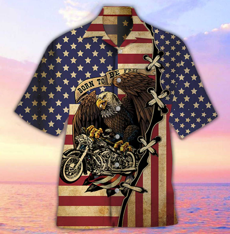 Motorcycle born to be free hawaiian shirt
