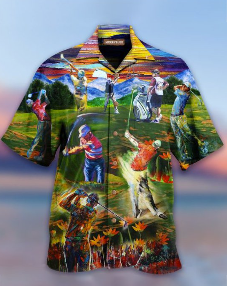 Playing golf hawaiian shirt