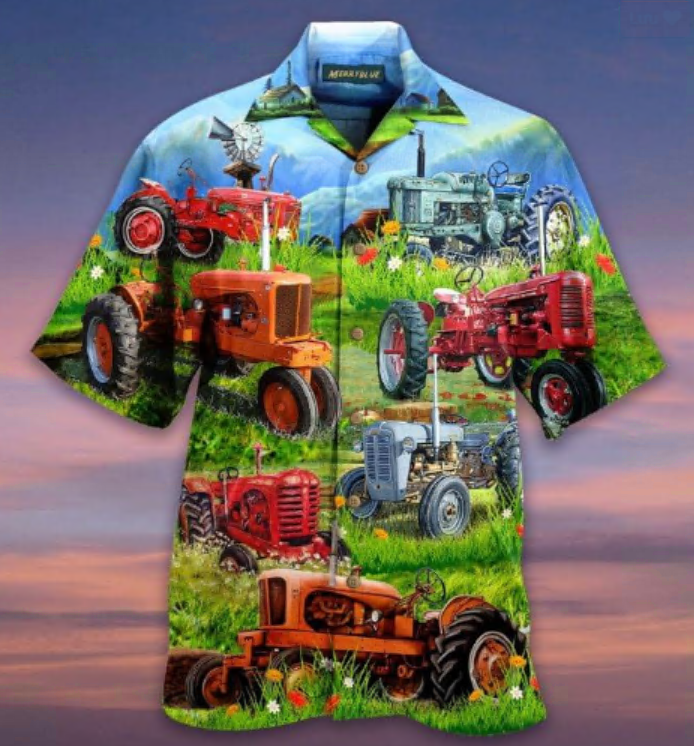 Real men drive tractors hawaiian shirt
