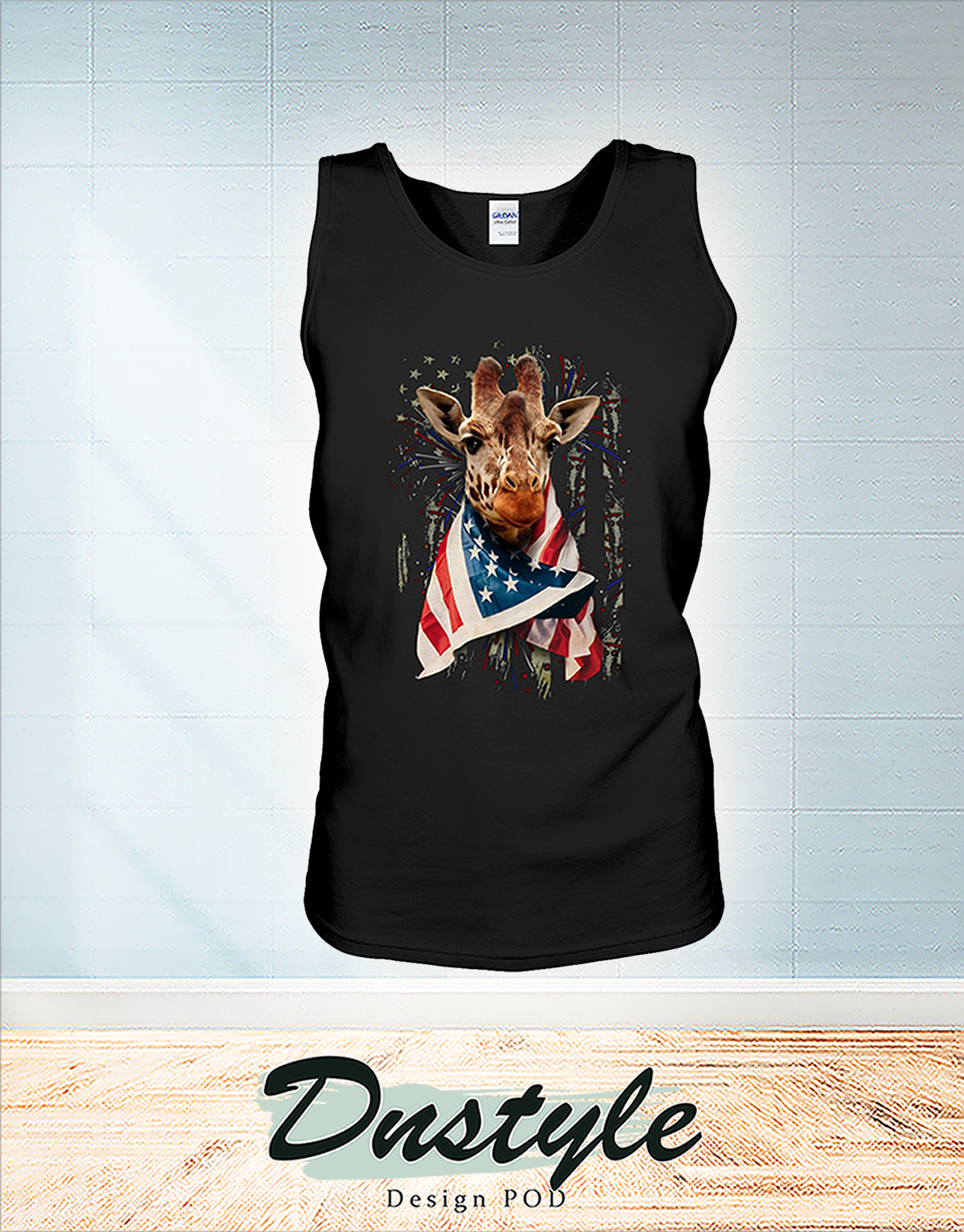 Giraffe cool american flag independence day t-shirt