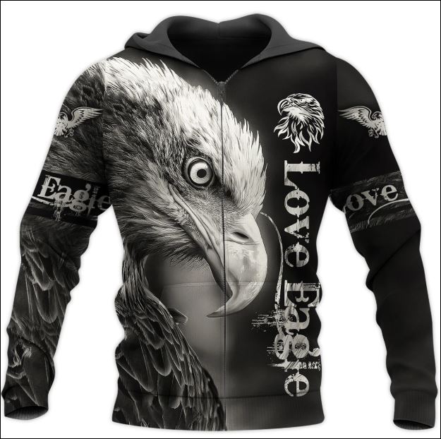 Love eagle 3D zip hoodie, shirt