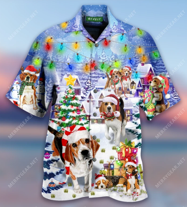 Beagle Merry Christmas hawaiian shirt