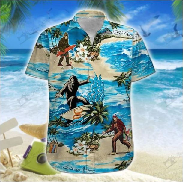 Big foot surfing hawaiian shirt