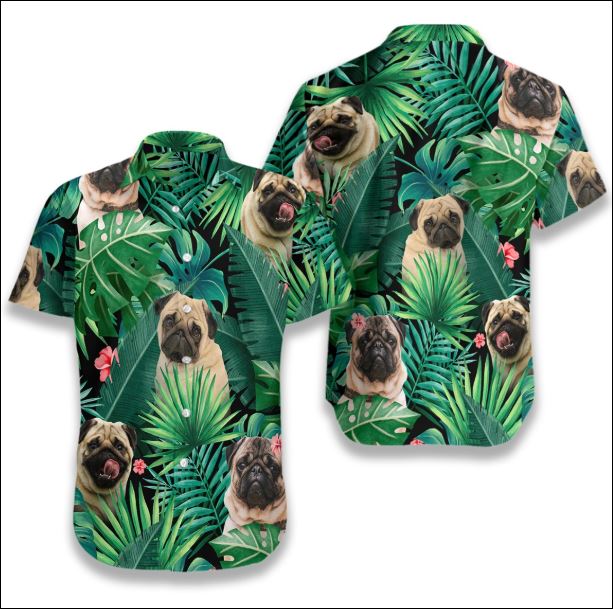 Pug Tropical hawaiian shirt