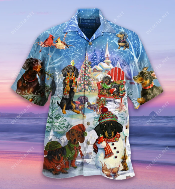 Dachshund Merry Christmas hawaiian shirt