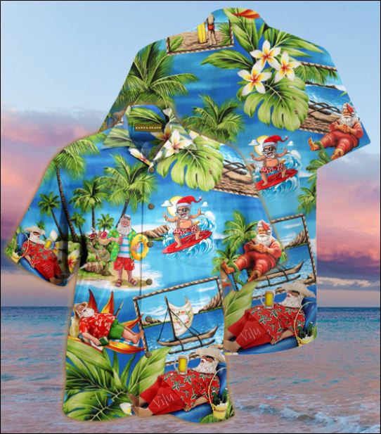 Santa Claus surfing hawaiian shirt