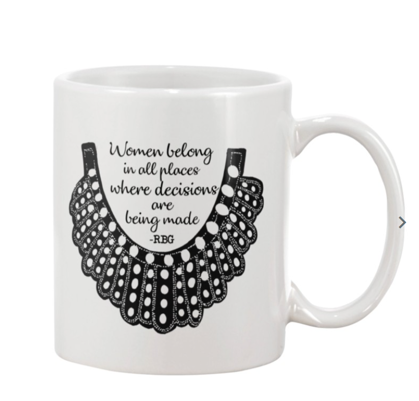 RBG never underestimate the power of a girl with a book mug