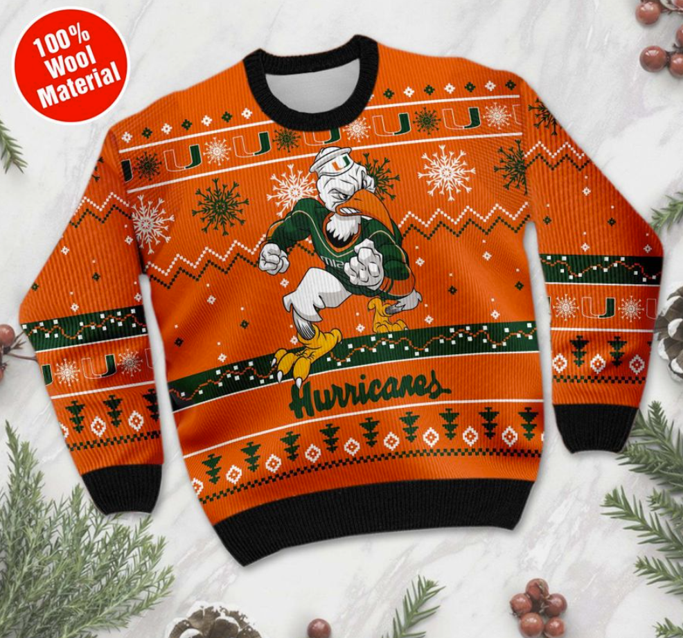 Miami Hurricanes football ugly sweater 1
