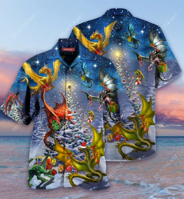 Christmas dragons hawaiian shirt