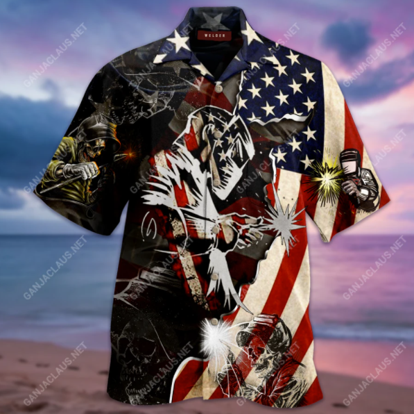 Patriotic welder hawaiian shirt