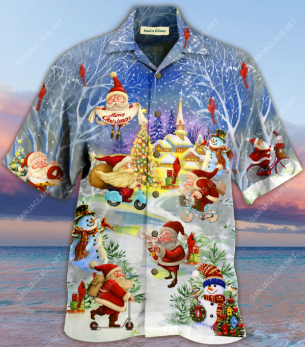 Santa Claus Merry Christmas hawaiian shirt
