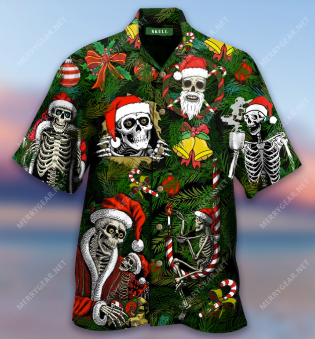 Skeleton Santa Claus hawaiian shirt