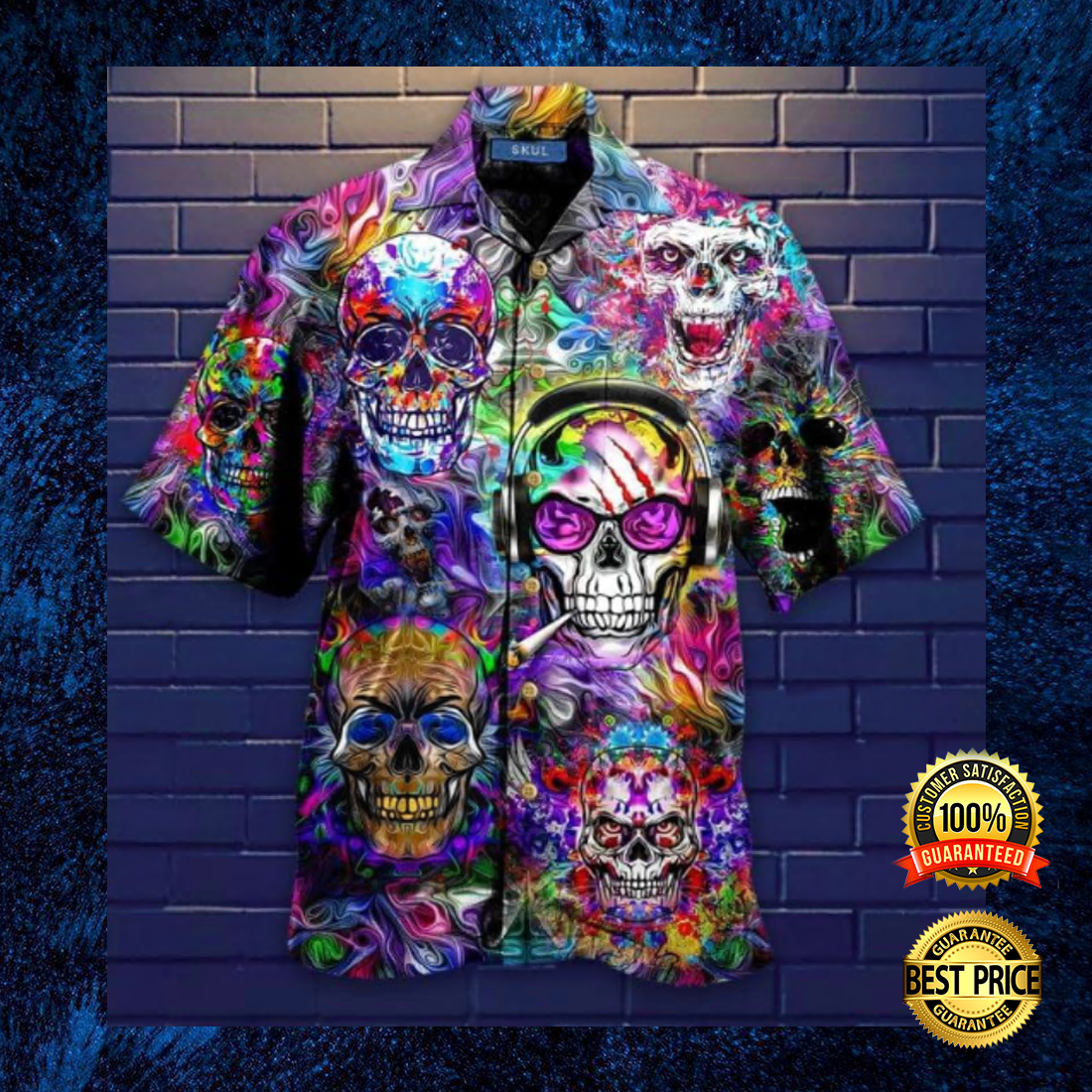 Colorful evil skull hawaiian shirt
