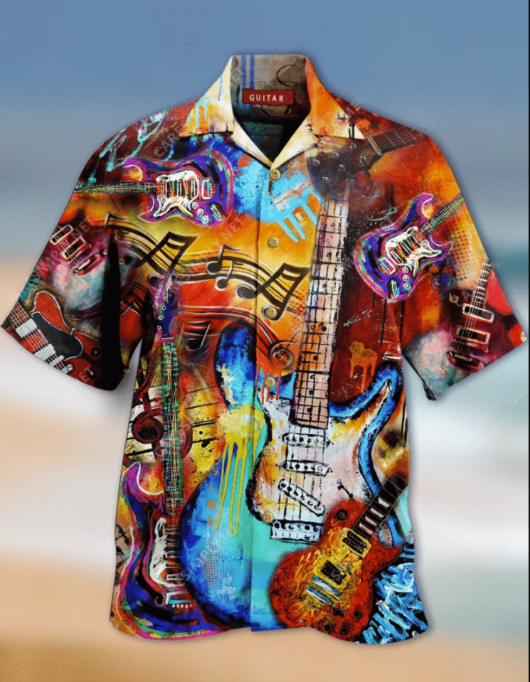 Guitar vintage hawaiian shirt
