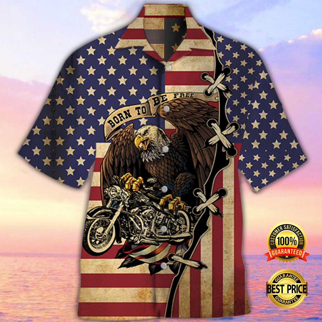 Motorcycle born to be free hawaiian shirt