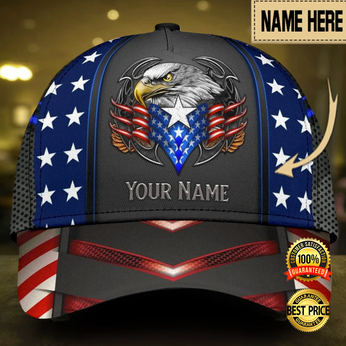 Personalized Deer hunting American flag cap