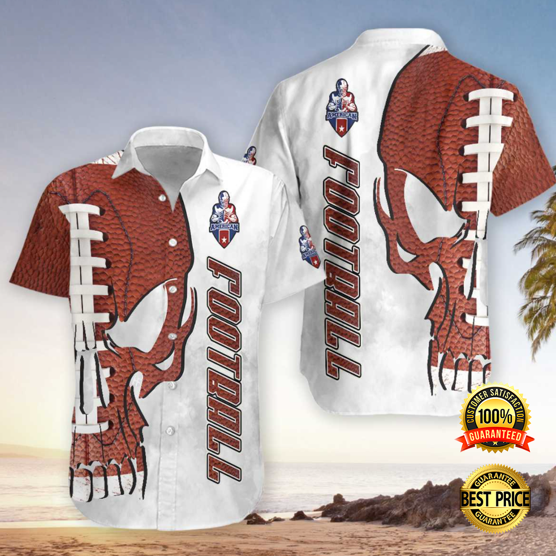 Skull American football hawaiian shirt