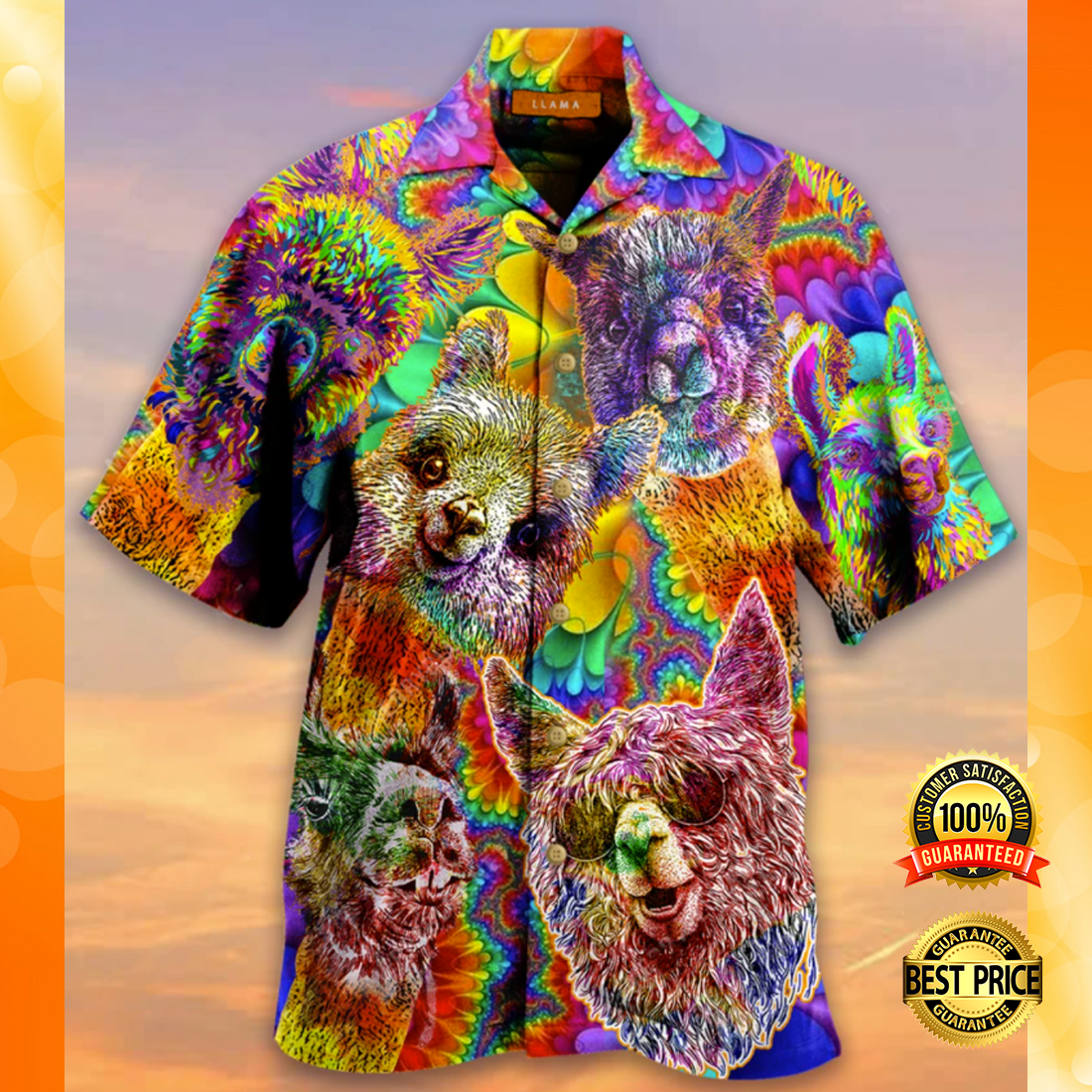 Colorful llama hawaiian shirt