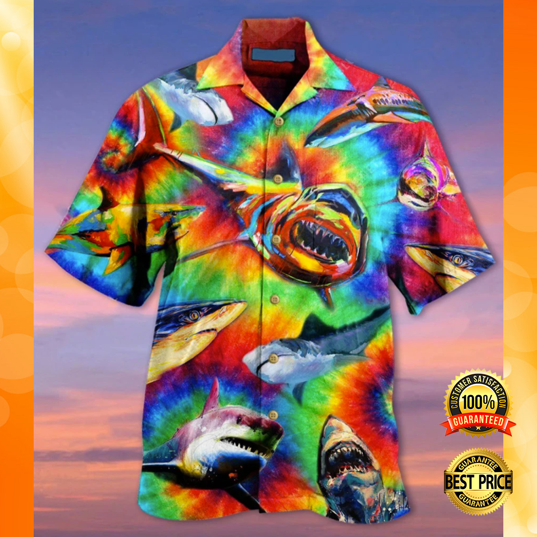 Colorful shark hawaiian shirt