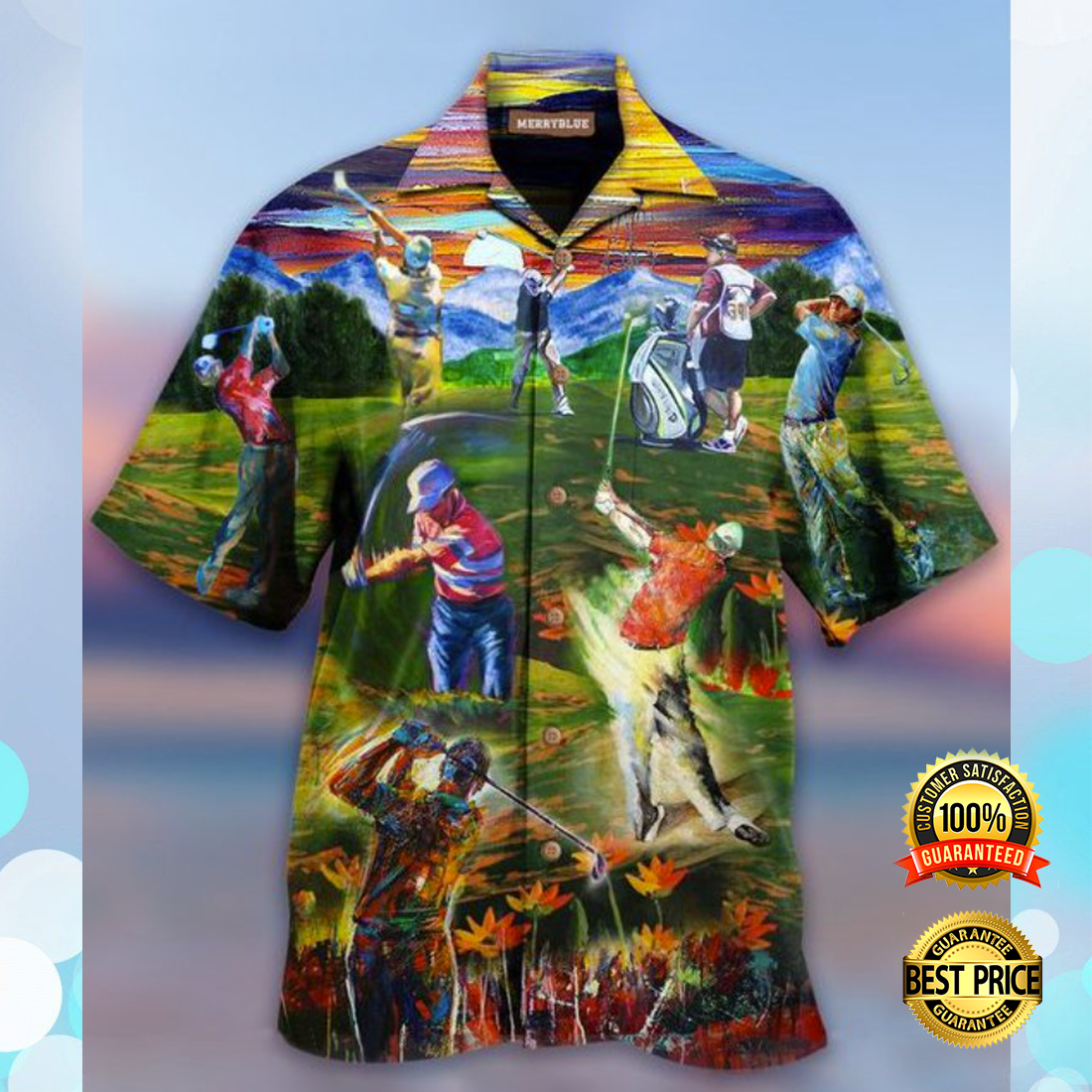 Golf oil painting hawaiian shirt