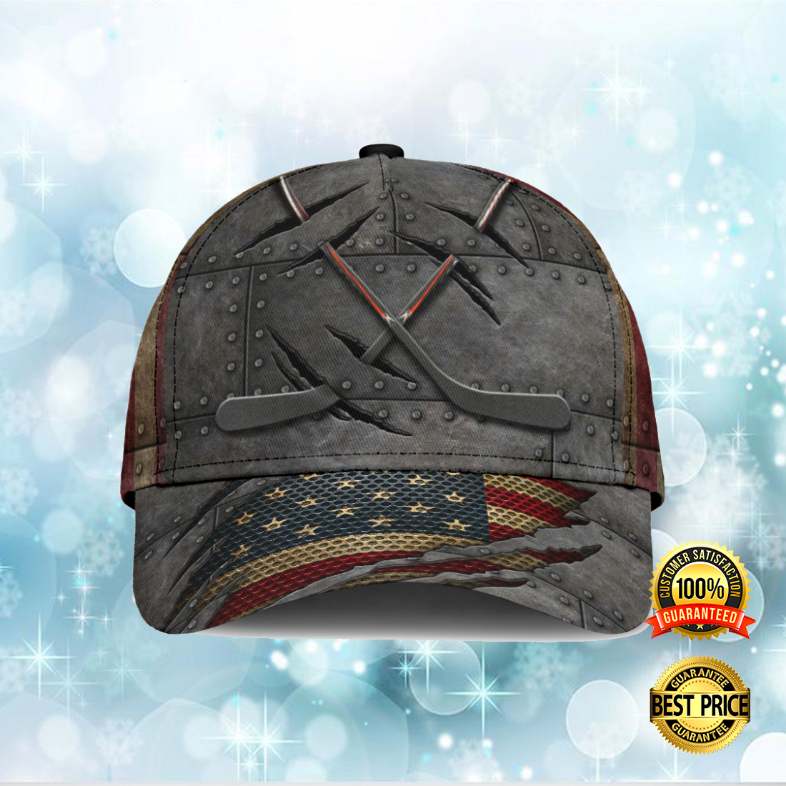 Wolf crack American flag cap