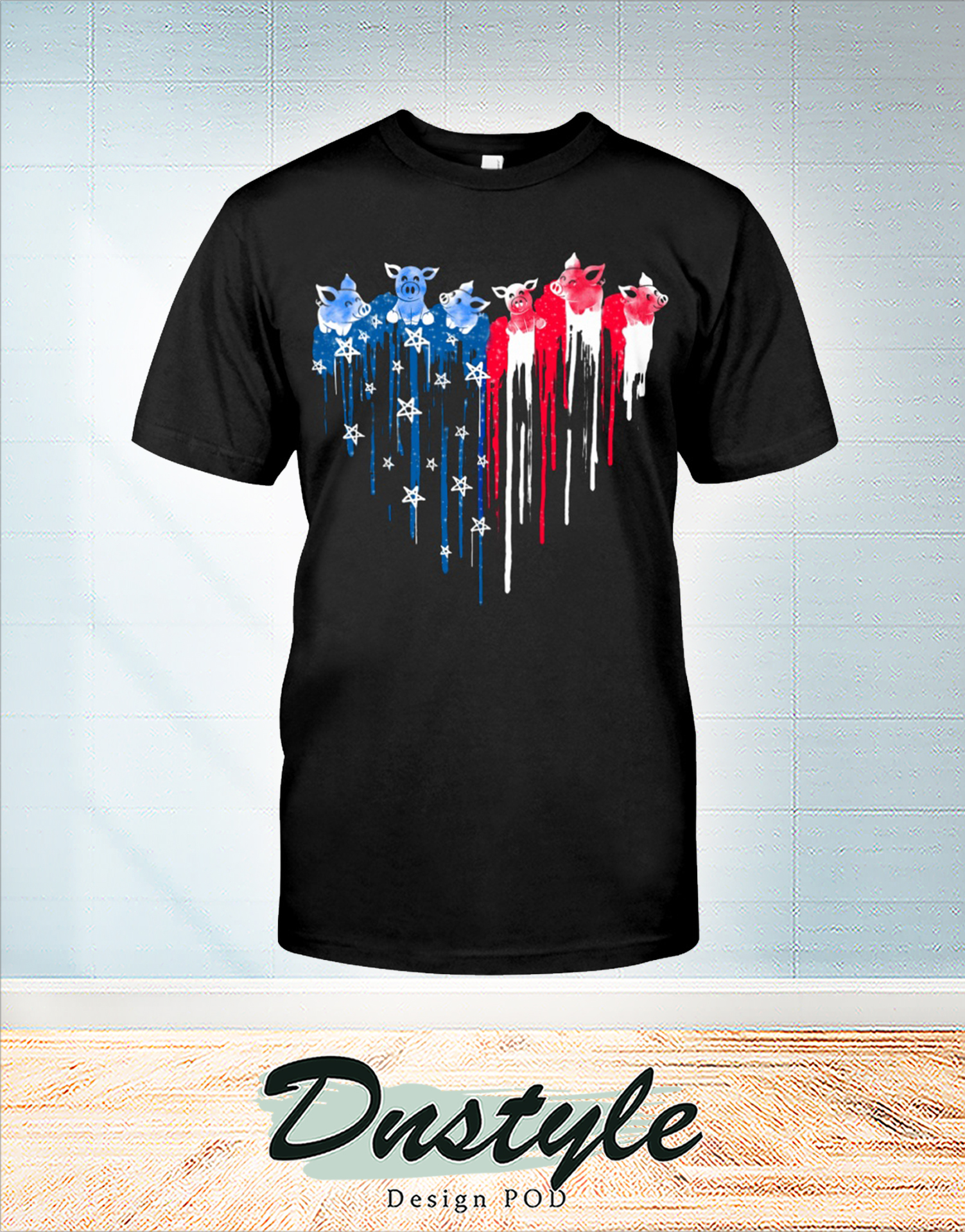 Moose freedom heart color american flag 4th of july t-shirt