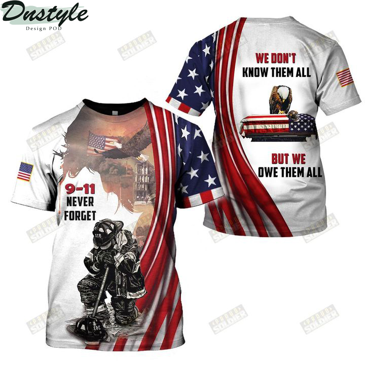 Firefighter 20 year anniversary 09 11 never forget united we stand 3d all over printed shirt