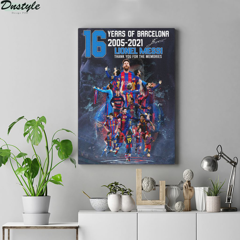 Lionel Messi 16 years signature thank you for the memories poster